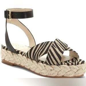 Vince Camuto Delindan Zebra Print Espadrille Platform Sandals size 8